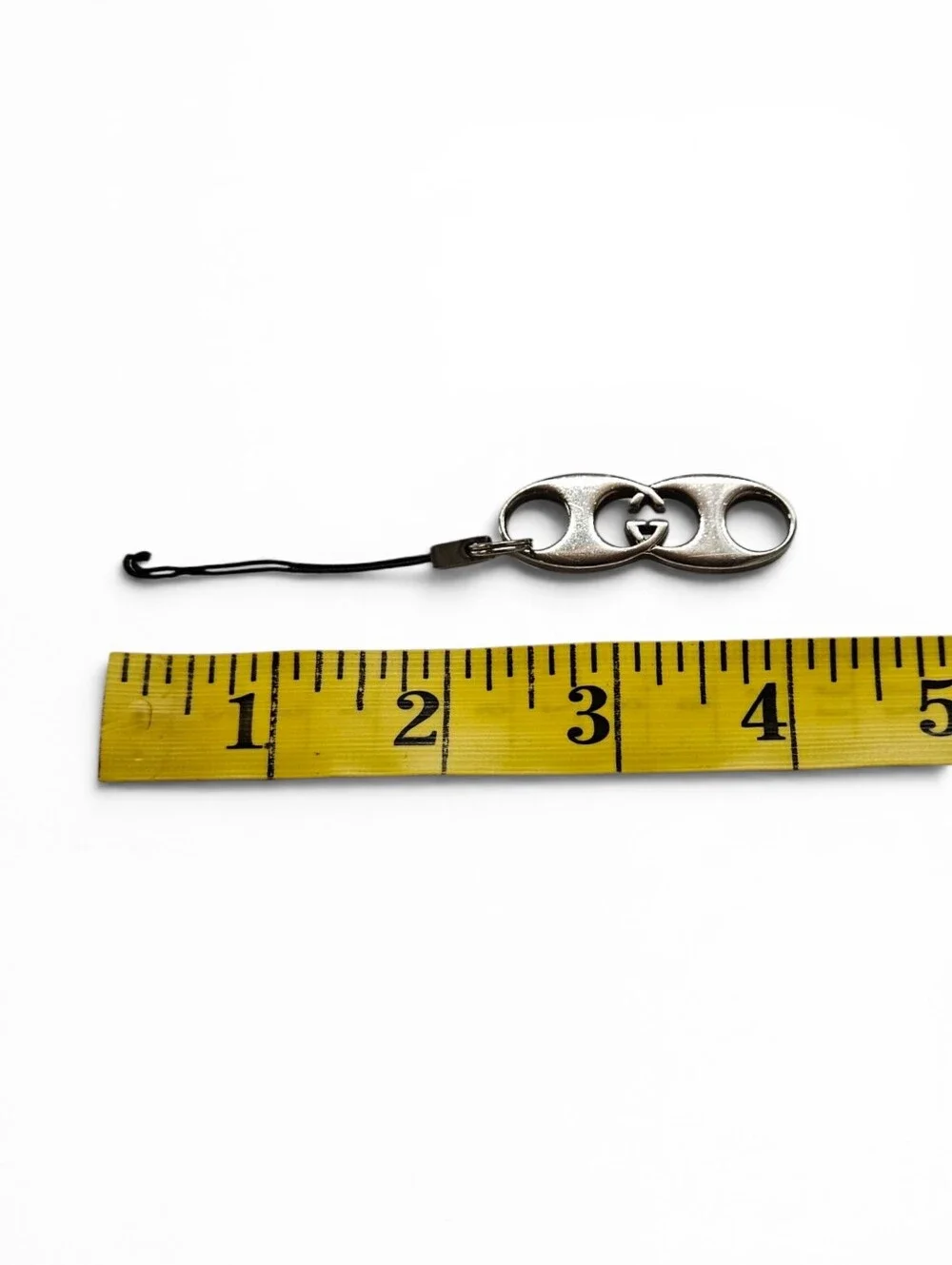 Gucci Double G Monogram Keychain Charm In Silver With Dust Pouch
